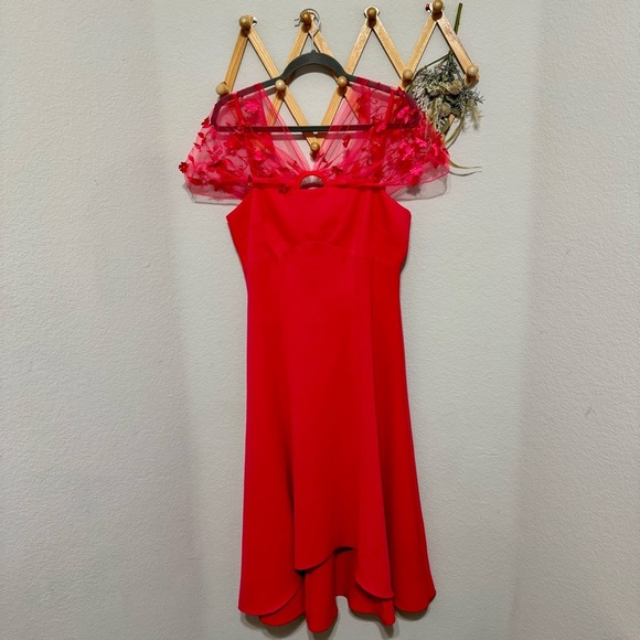 Theia Riley Pink High Low Cocktail Dress Size 10 - Picture 5 of 11